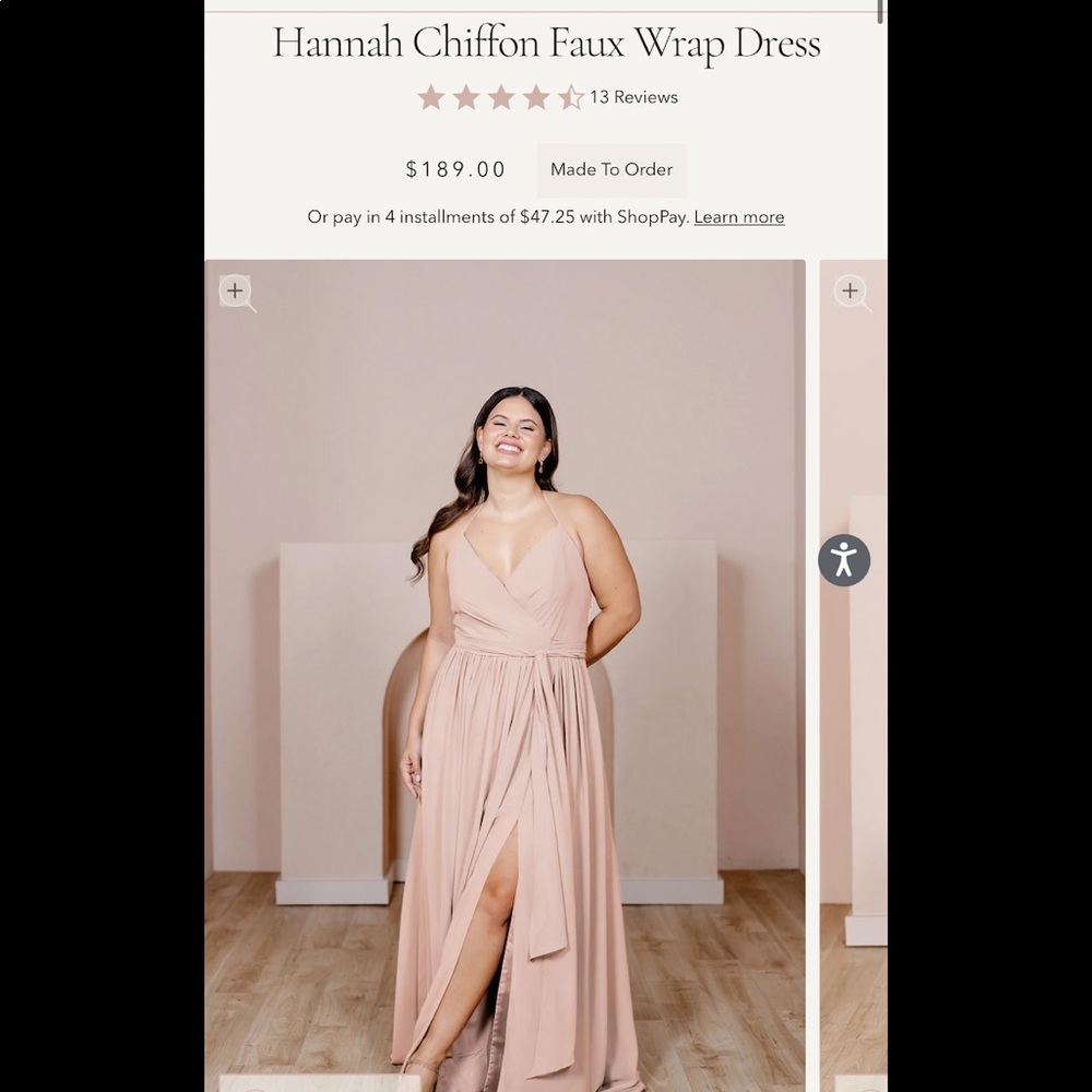 Hannah Chiffon Faux Wrap Dress - Blush 911